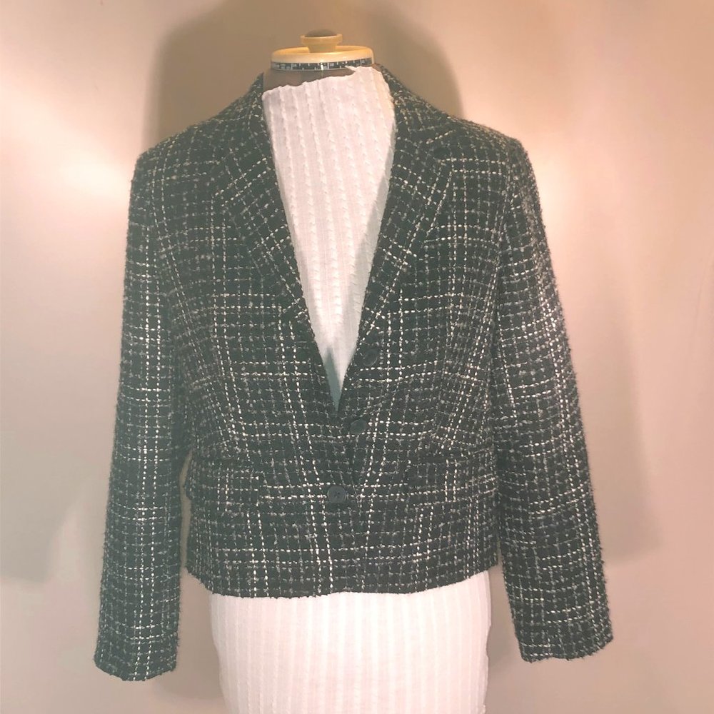 Coldwater creek, Black and White Tweed Jacket, Long sleeve jacket Sz 6P